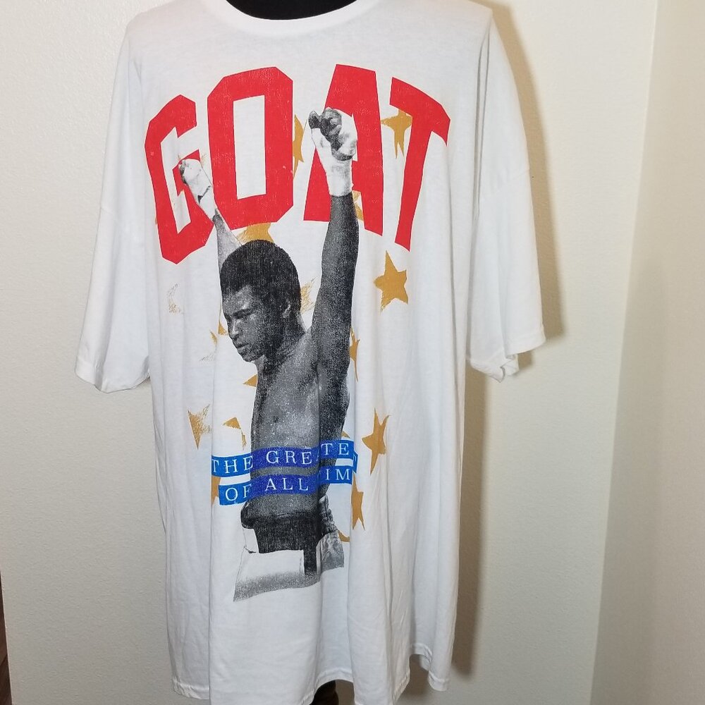 Hybrid Apparel White Mens 5X T Shirt Muhammad Ali Goat Retro Boxing Champ NWOT